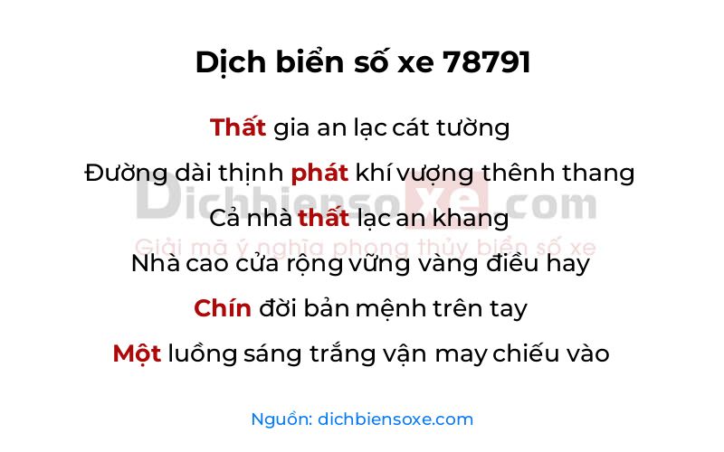 Dịch thơ biển số 78791
