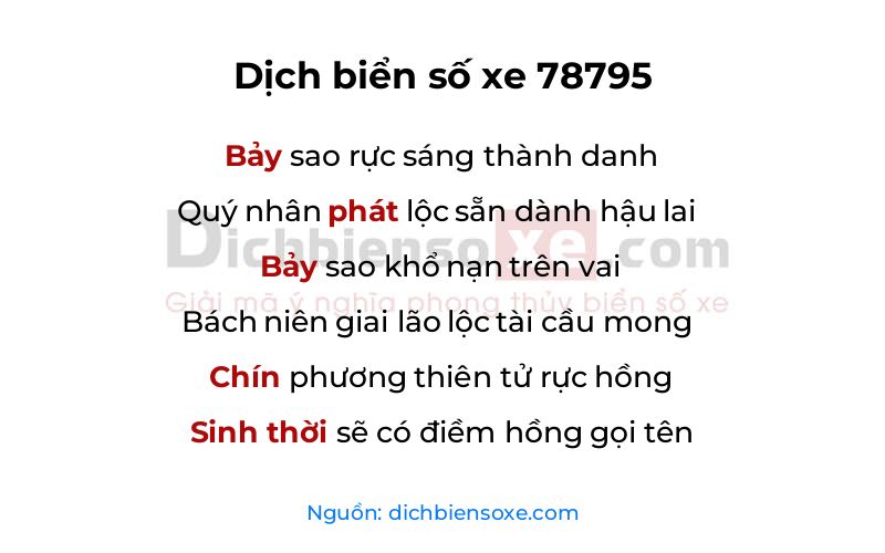 Dịch thơ biển số 78795