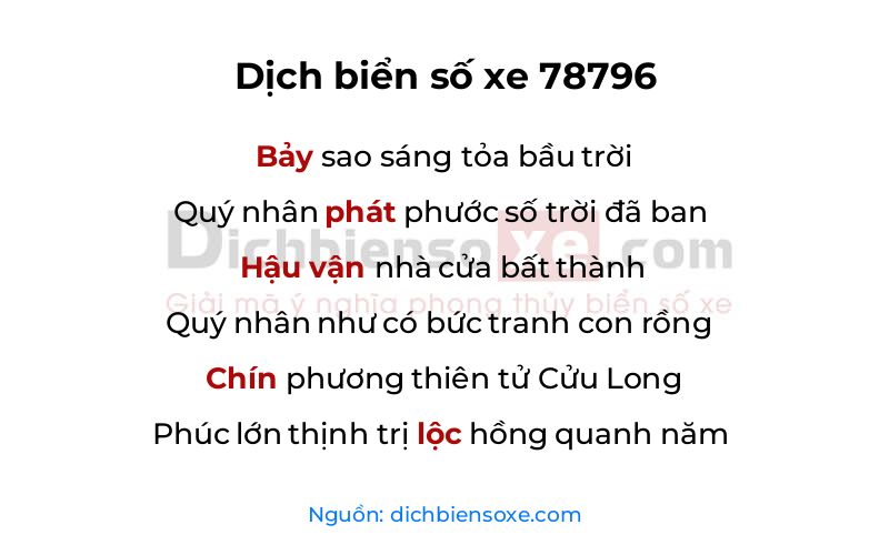 Dịch thơ biển số 78796