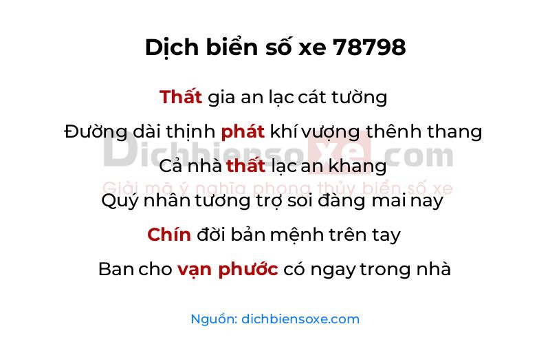 Dịch thơ biển số 78798