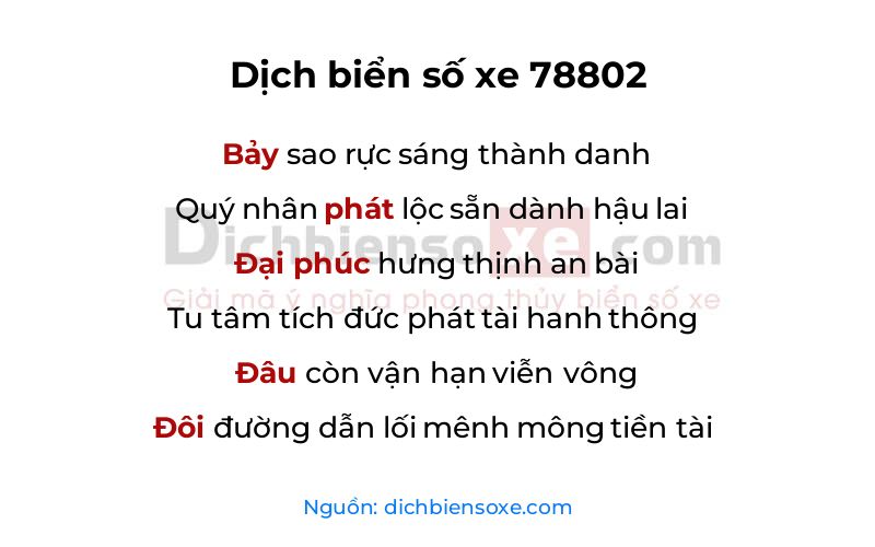 Dịch thơ biển số 78802