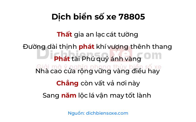 Dịch thơ biển số 78805