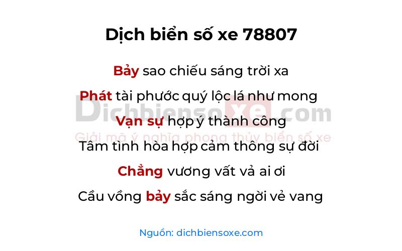 Dịch thơ biển số 78807