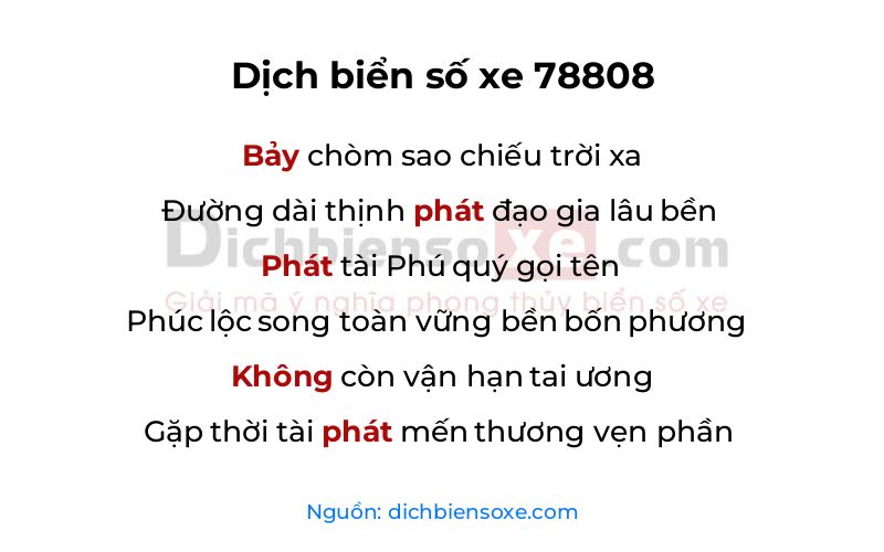 Dịch thơ biển số 78808