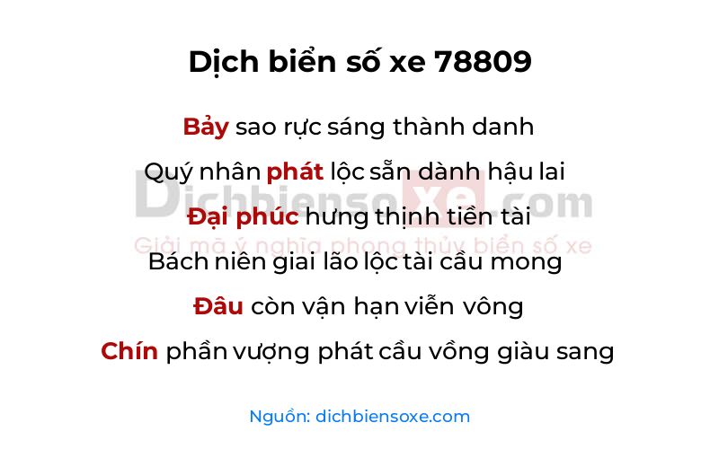 Dịch thơ biển số 78809