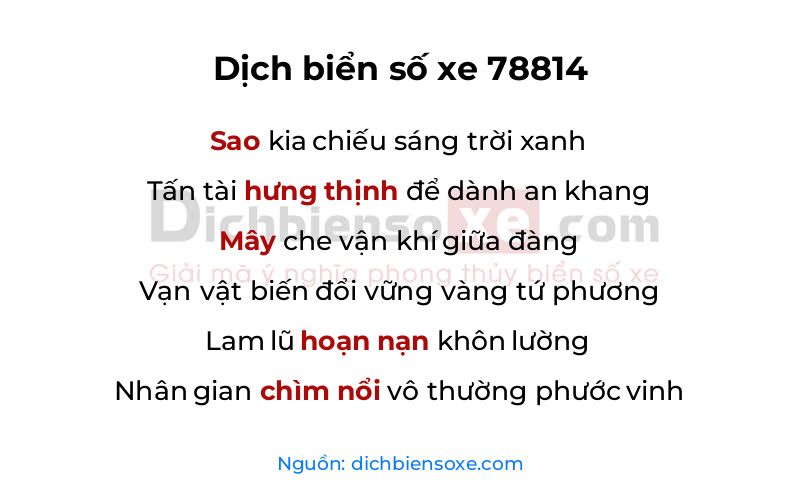 Dịch thơ biển số 78814