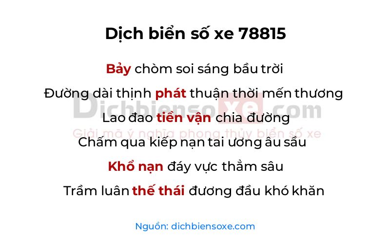 Dịch thơ biển số 78815