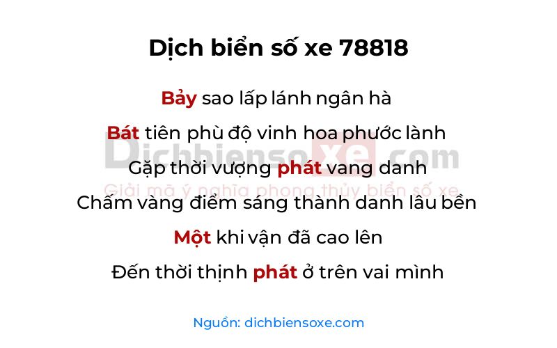Dịch thơ biển số 78818