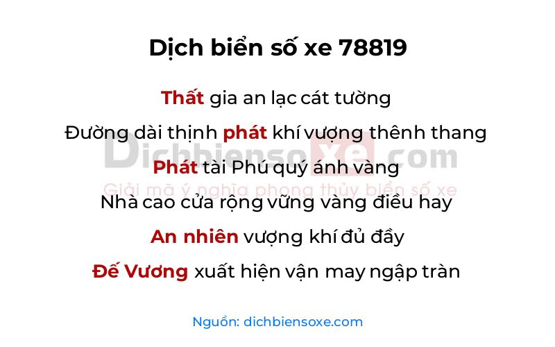 Dịch thơ biển số 78819