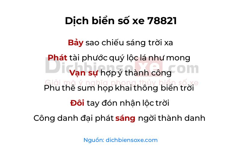 Dịch thơ biển số 78821