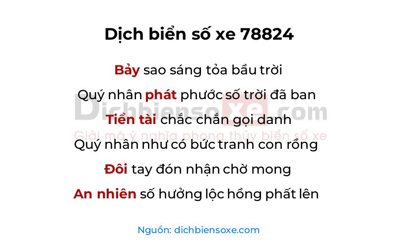 Dịch thơ biển số 78824