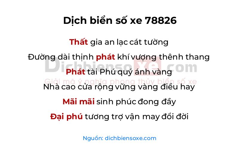 Dịch thơ biển số 78826