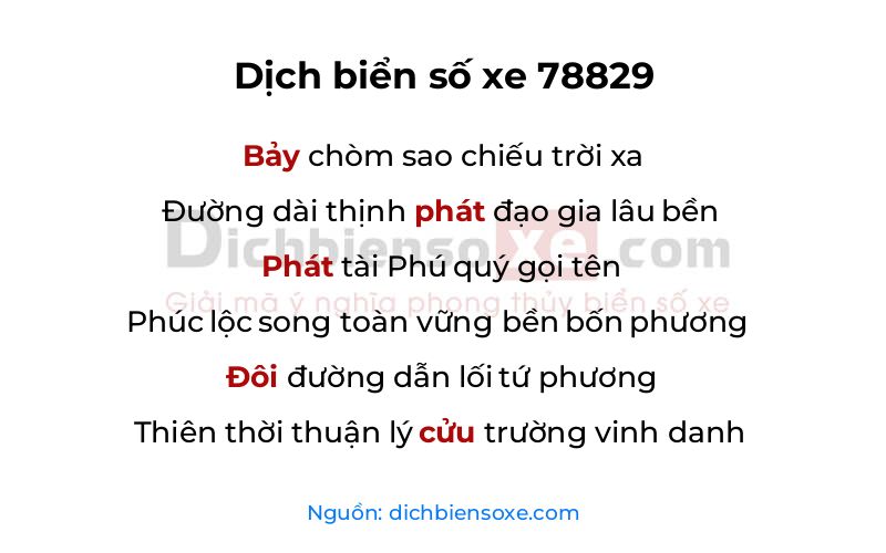 Dịch thơ biển số 78829