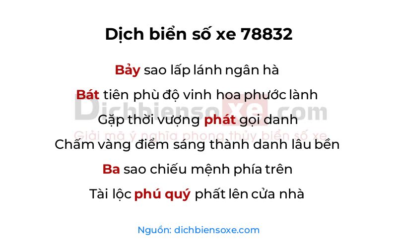 Dịch thơ biển số 78832