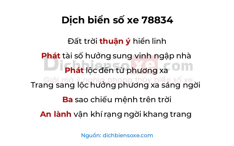 Dịch thơ biển số 78834
