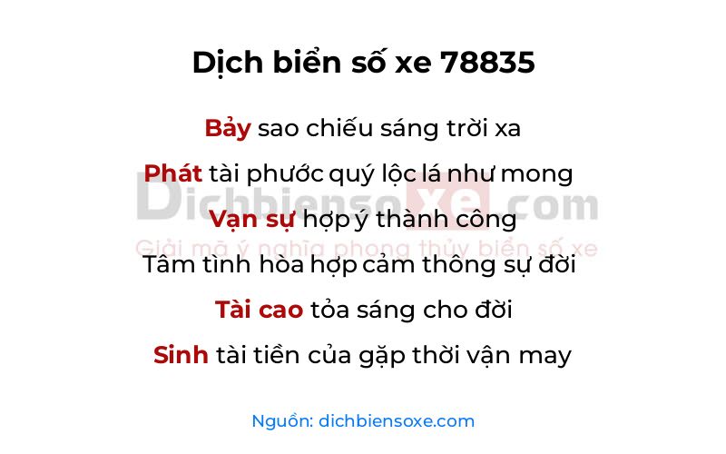 Dịch thơ biển số 78835