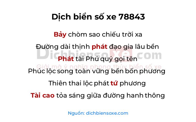 Dịch thơ biển số 78843