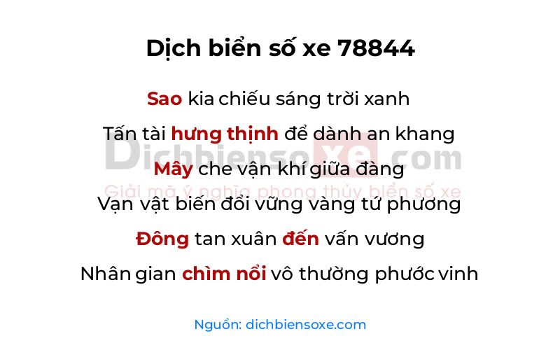 Dịch thơ biển số 78844
