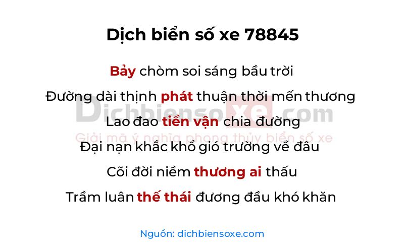 Dịch thơ biển số 78845
