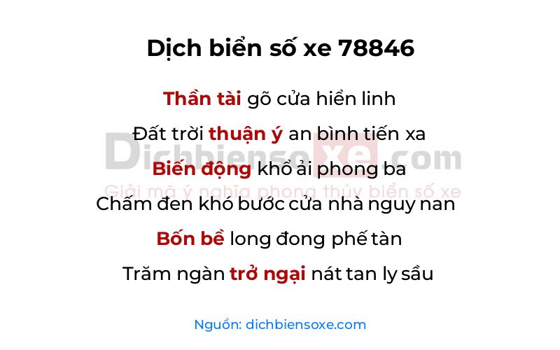 Dịch thơ biển số 78846