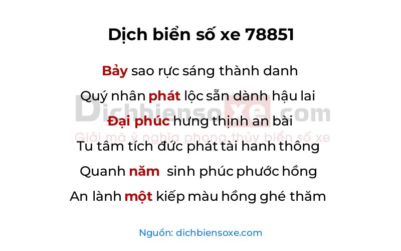 Dịch thơ biển số 78851