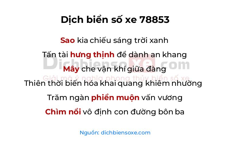 Dịch thơ biển số 78853