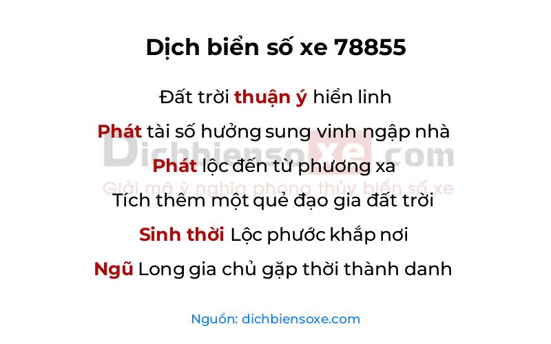 Dịch thơ biển số 78855