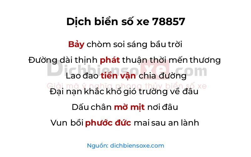 Dịch thơ biển số 78857