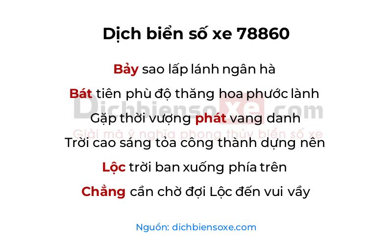Dịch thơ biển số 78860