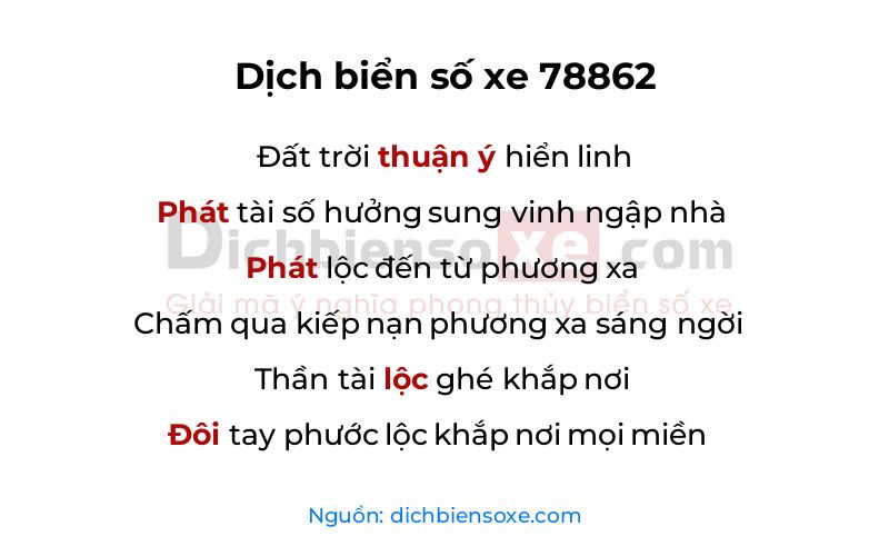 Dịch thơ biển số 78862