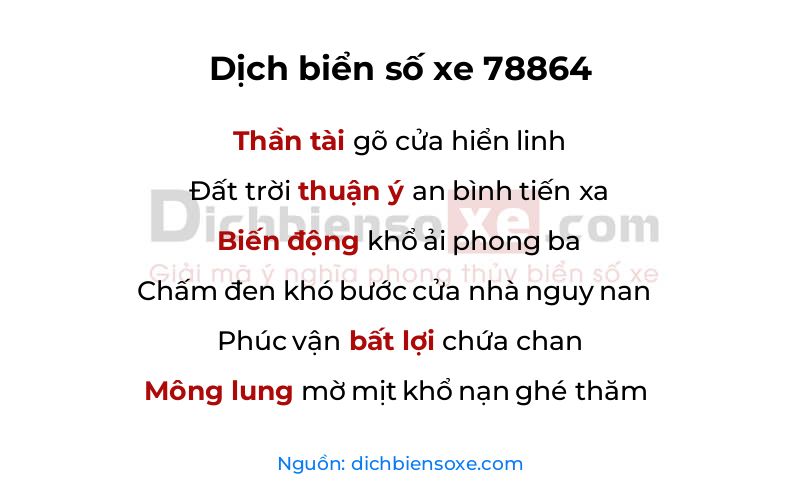 Dịch thơ biển số 78864