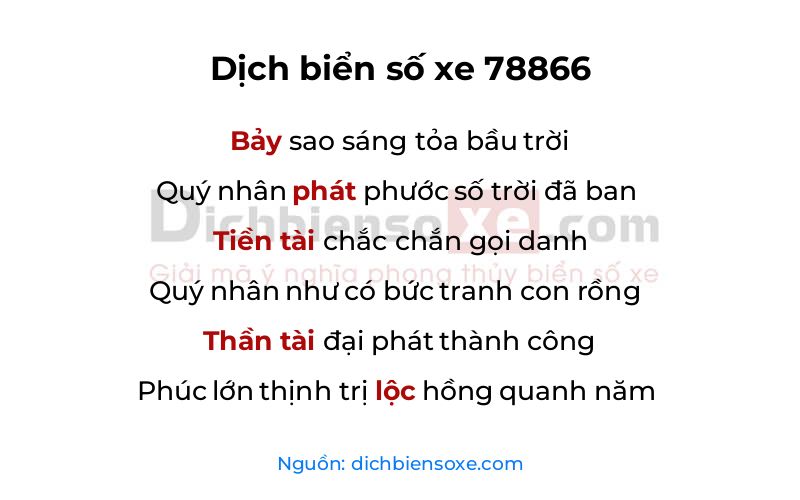 Dịch thơ biển số 78866
