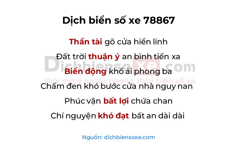 Dịch thơ biển số 78867