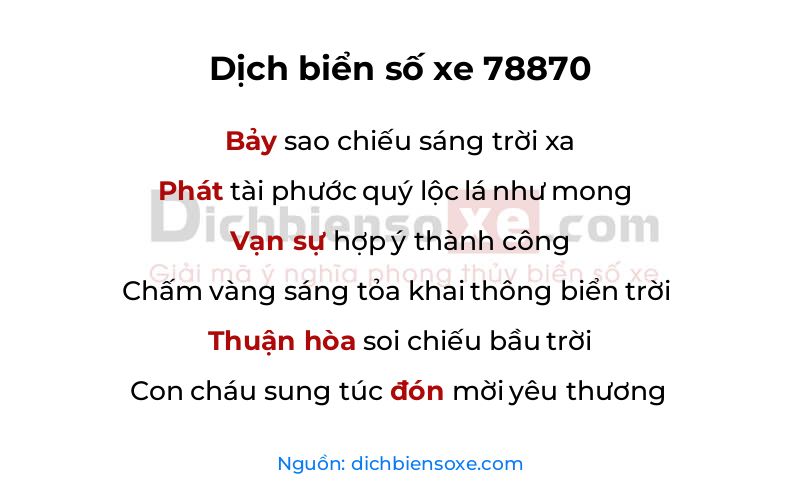 Dịch thơ biển số 78870