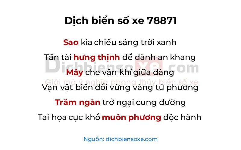 Dịch thơ biển số 78871