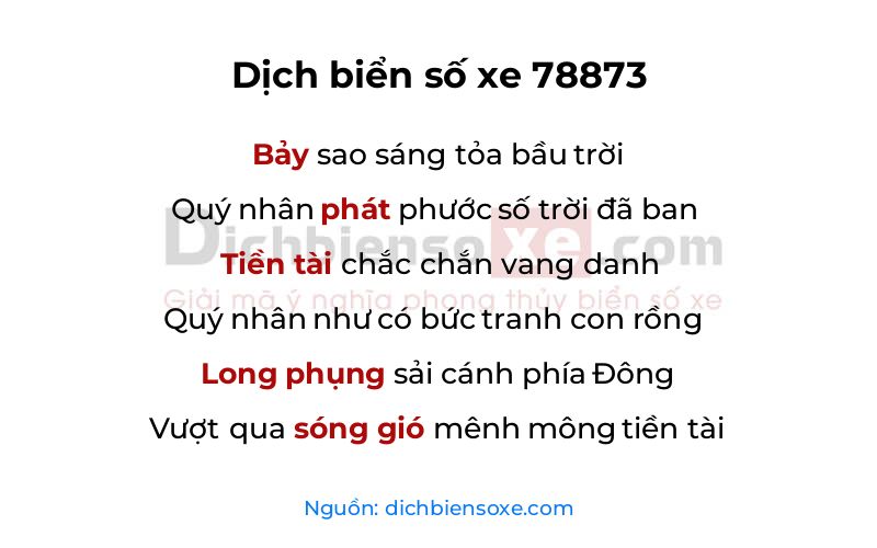 Dịch thơ biển số 78873