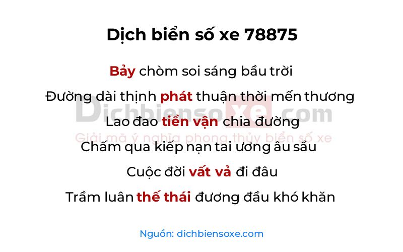 Dịch thơ biển số 78875