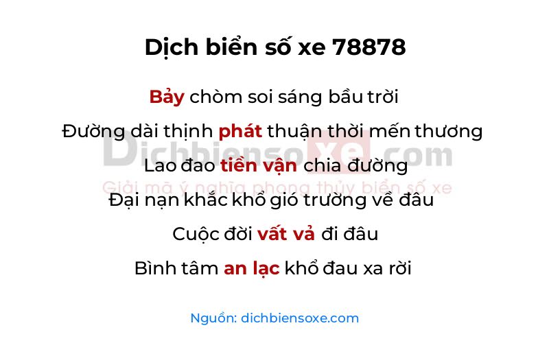 Dịch thơ biển số 78878