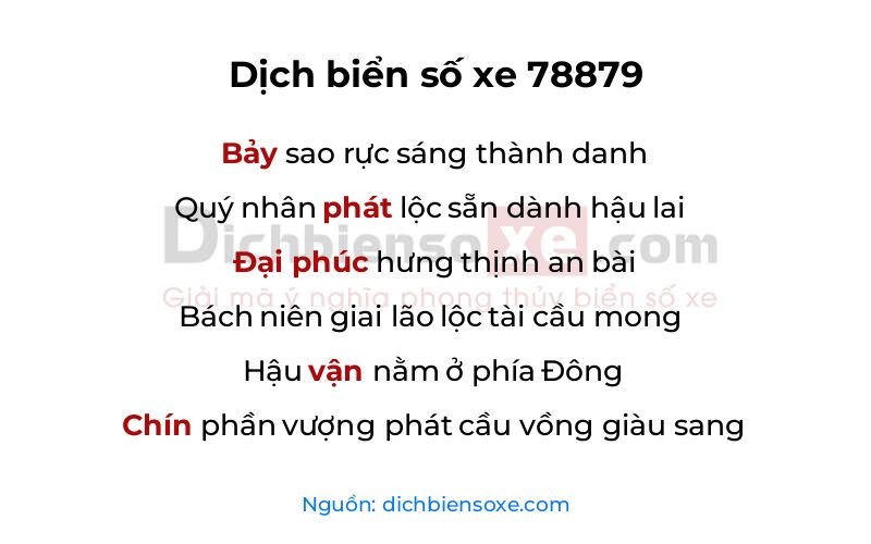 Dịch thơ biển số 78879