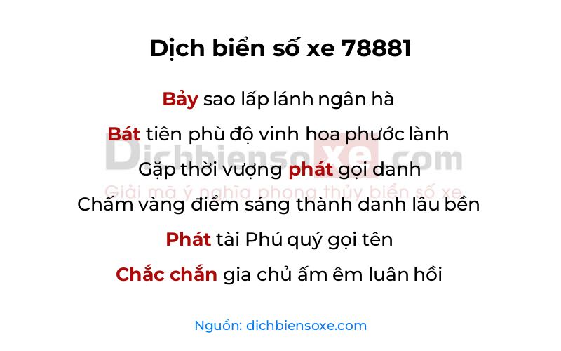 Dịch thơ biển số 78881