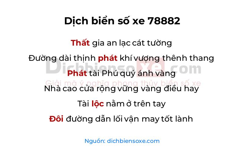 Dịch thơ biển số 78882