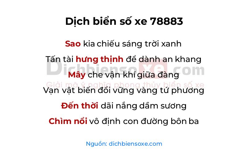 Dịch thơ biển số 78883