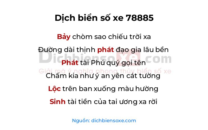 Dịch thơ biển số 78885