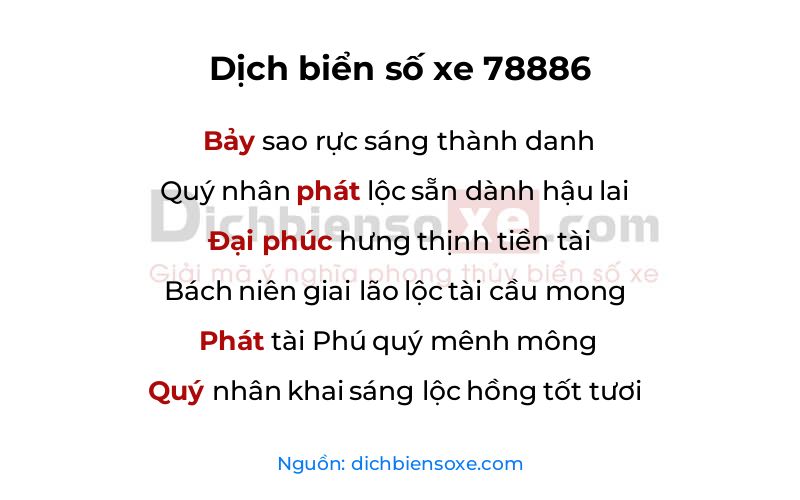 Dịch thơ biển số 78886