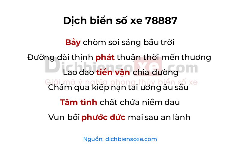 Dịch thơ biển số 78887