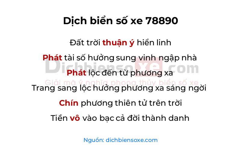 Dịch thơ biển số 78890