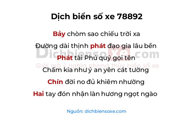 Dịch thơ biển số 78892