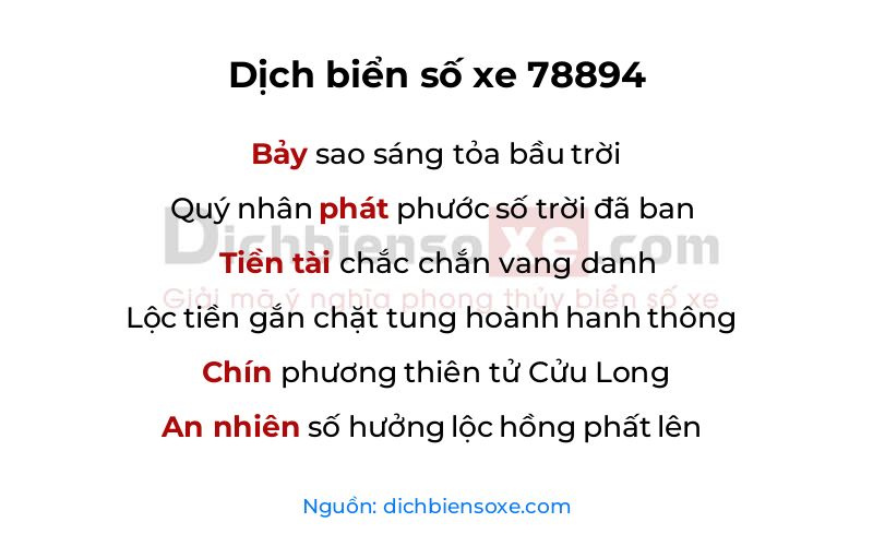 Dịch thơ biển số 78894