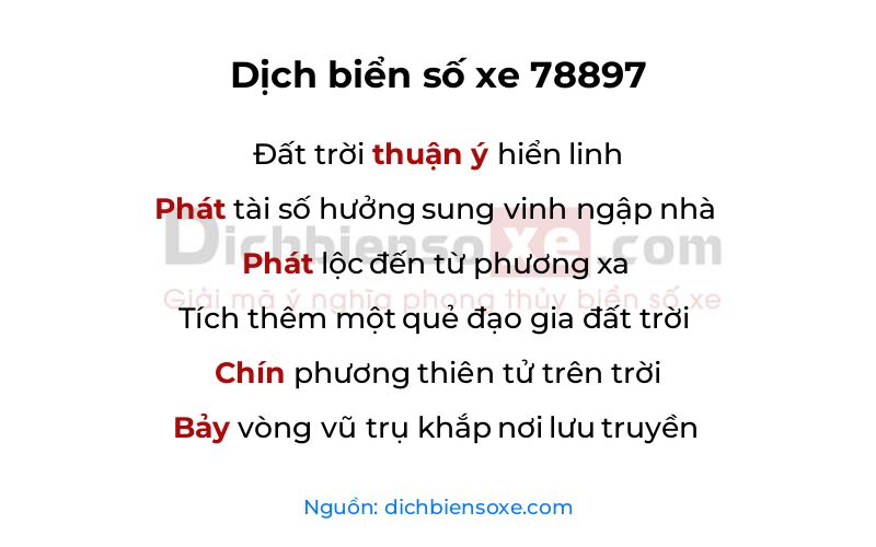 Dịch thơ biển số 78897