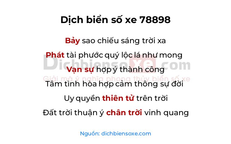 Dịch thơ biển số 78898